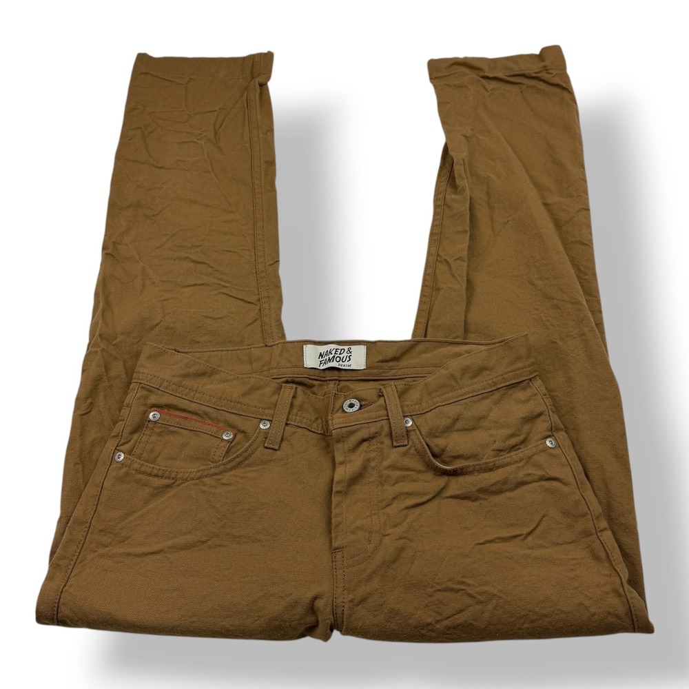Naked & Famous Weird‎ Guy Duck Canvas Selvedge Brown Pants 012143 Mens 30x28